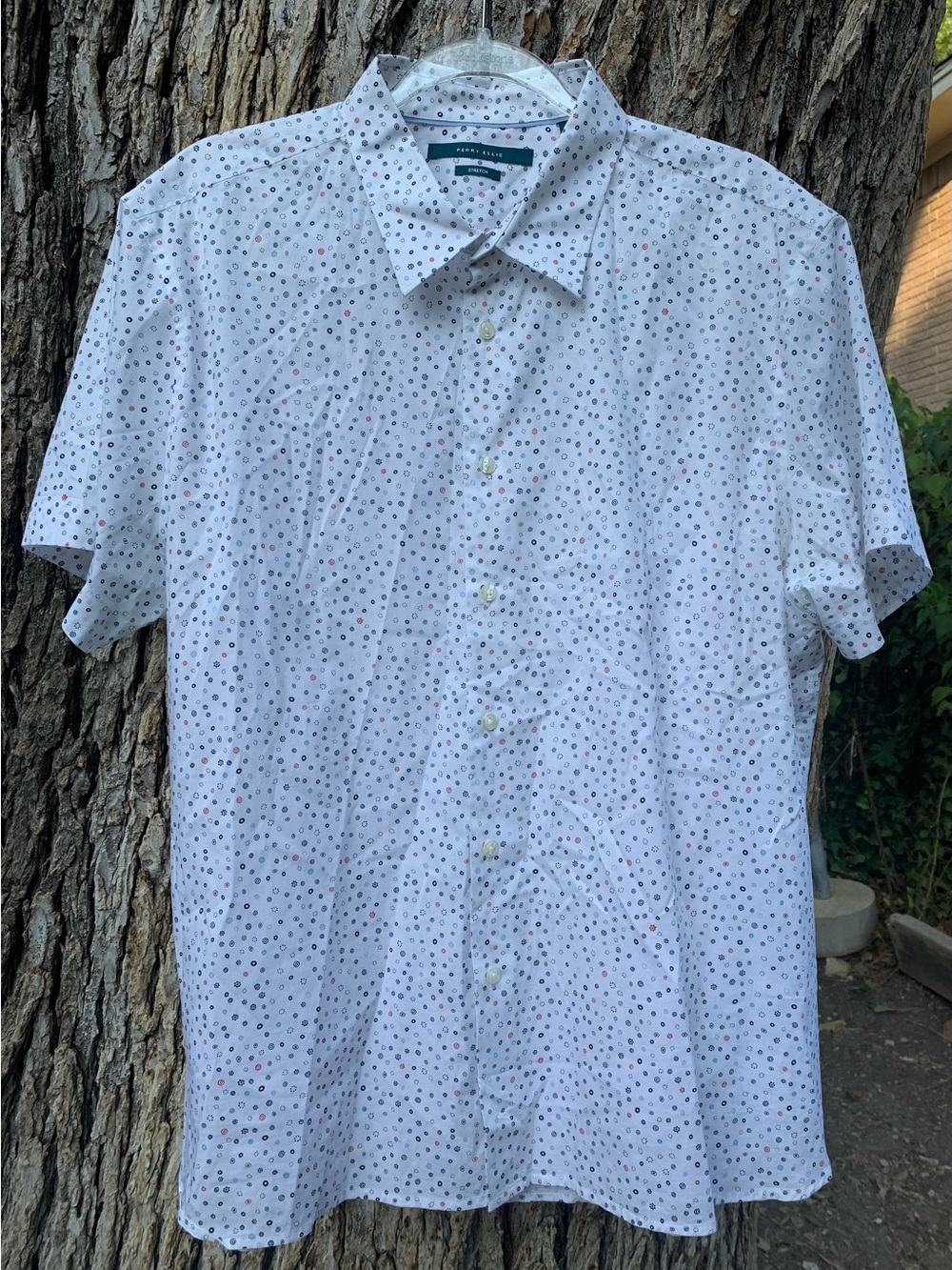Club Room White Short-Sleeve Printed Button-Up Shirt
